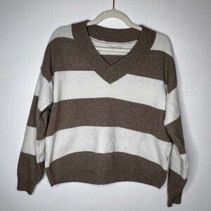 Hollister Women’s Striped Sweater – Size XS – Brown & Cream
